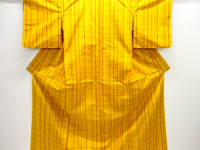 JAPANESE KIMONO / ANTIQUE KIMONO / SILK / YONEZAWA TSUMUGI / WOVEN GRID